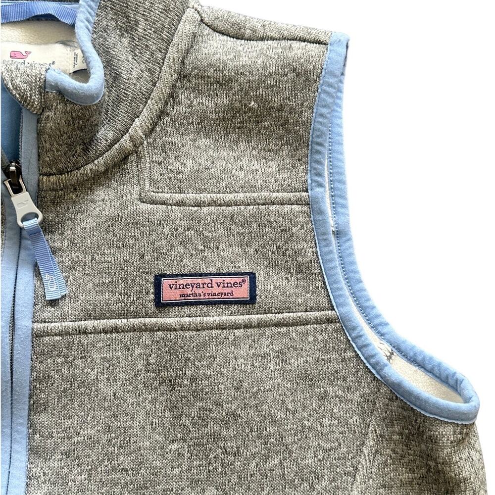 Vineyard Vines Girls Fleece Zip Vest Gray Blue XL 16 - Picture 3 of 6